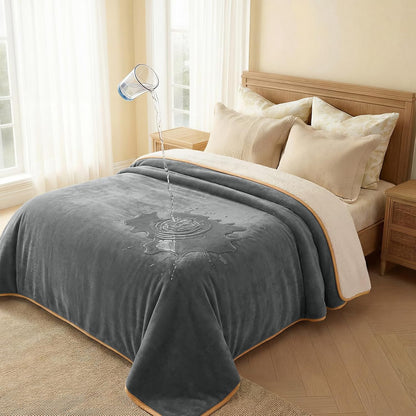 Waterproof Pet Blanket, Washable Reversible Sherpa Fleece Throw | Liquid-proof furniture protector for bed and couch, soft reversible sherpa fleece for dogs, cats grey, XS