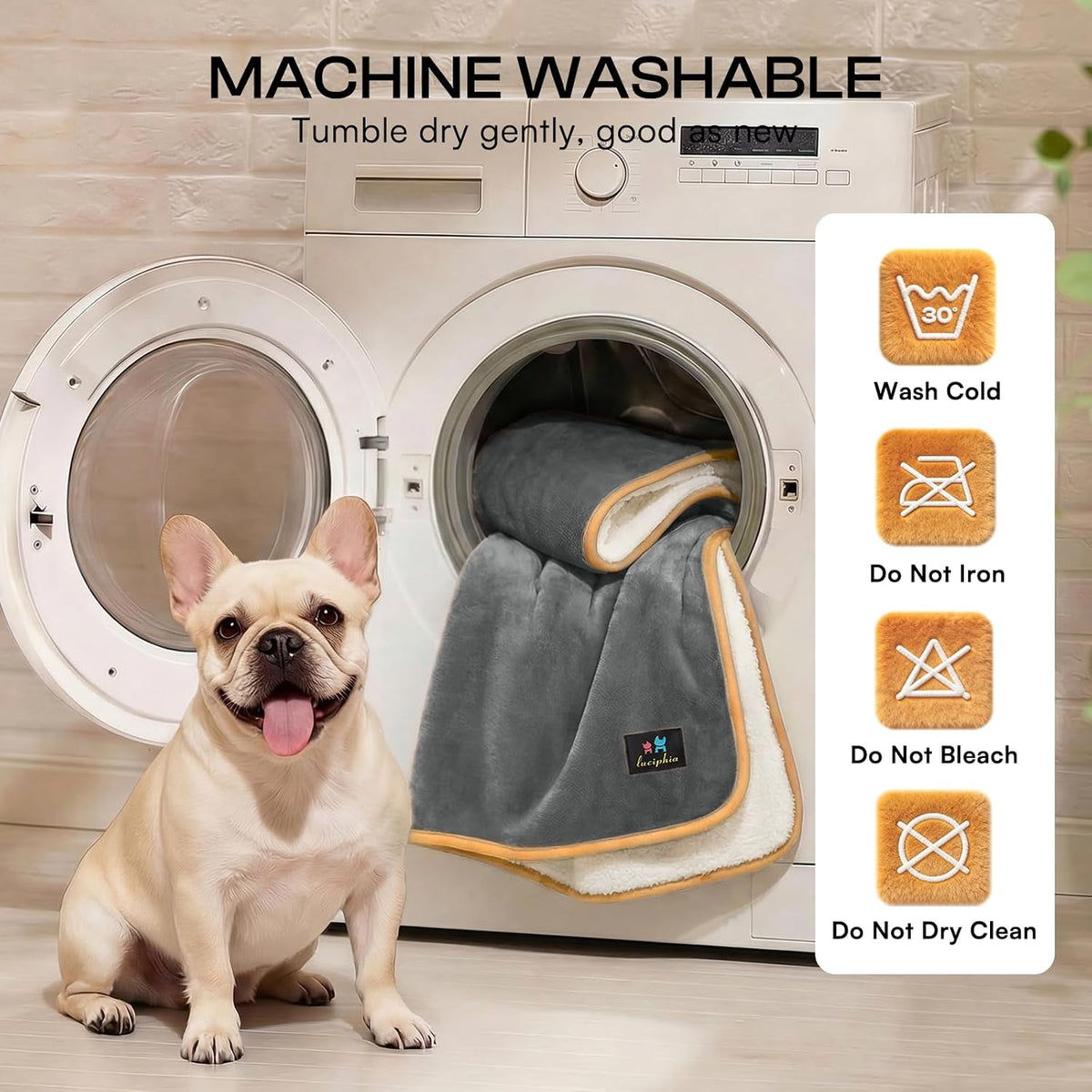 Waterproof Pet Blanket, Washable Reversible Sherpa Fleece Throw | Liquid-proof furniture protector for bed and couch, soft reversible sherpa fleece for dogs, cats grey, XS