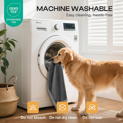 Waterproof Pet Blanket, Washable Reversible Sherpa Fleece Throw | Liquid-proof furniture protector for bed and couch, soft reversible sherpa fleece for dogs, cats grey, XS