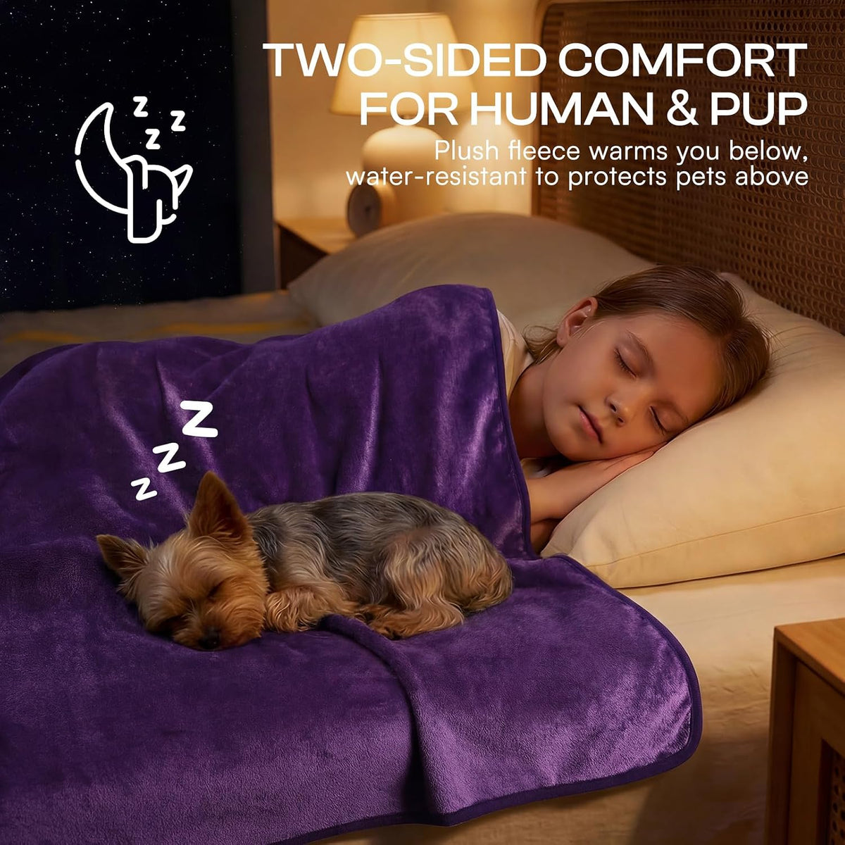 Waterproof Pet Blanket, Washable Reversible Sherpa Fleece Throw | Liquid-proof furniture protector for bed and couch, soft reversible sherpa fleece for dogs, cats grey, XS