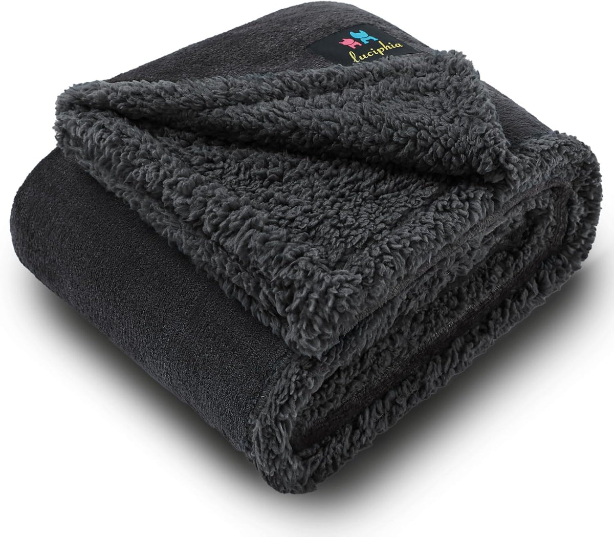 Waterproof Pet Blanket, Washable Reversible Sherpa Fleece Throw | Liquid-proof furniture protector for bed and couch, soft reversible sherpa fleece for dogs, cats grey, XS