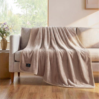 Waterproof Pet Blanket, Washable Reversible Sherpa Fleece Throw | Liquid-proof furniture protector for bed and couch, soft reversible sherpa fleece for dogs, cats grey, XS
