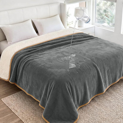 Waterproof Pet Blanket, Washable Reversible Sherpa Fleece Throw | Liquid-proof furniture protector for bed and couch, soft reversible sherpa fleece for dogs, cats grey, XS