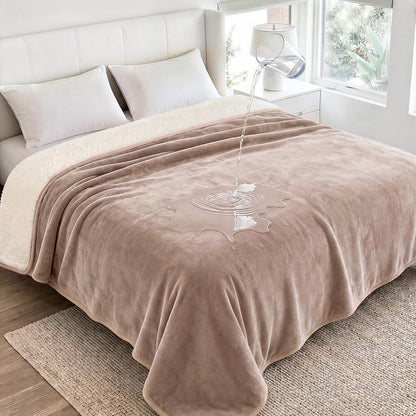Waterproof Pet Blanket, Washable Reversible Sherpa Fleece Throw | Liquid-proof furniture protector for bed and couch, soft reversible sherpa fleece for dogs, cats grey, XS