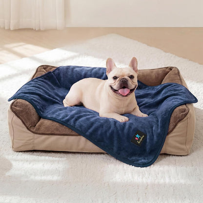 Waterproof Pet Blanket, Washable Reversible Sherpa Fleece Throw | Liquid-proof furniture protector for bed and couch, soft reversible sherpa fleece for dogs, cats grey, XS