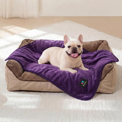 Waterproof Pet Blanket, Washable Reversible Sherpa Fleece Throw | Liquid-proof furniture protector for bed and couch, soft reversible sherpa fleece for dogs, cats grey, XS