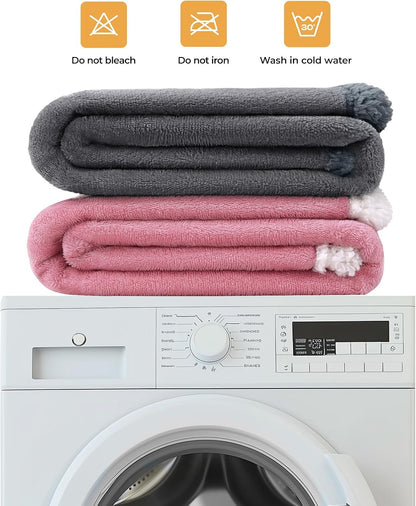 Waterproof Pet Blanket, Washable Reversible Sherpa Fleece Throw | Liquid-proof furniture protector for bed and couch, soft reversible sherpa fleece for dogs, cats grey, XS