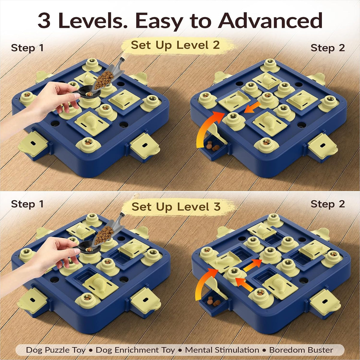KADTC Dog Chess Puzzle Toy, 3-Levels, Mental Stimulation for Smart Dogs
