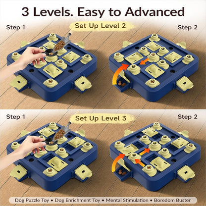KADTC Dog Chess Puzzle Toy, 3-Levels, Mental Stimulation for Smart Dogs