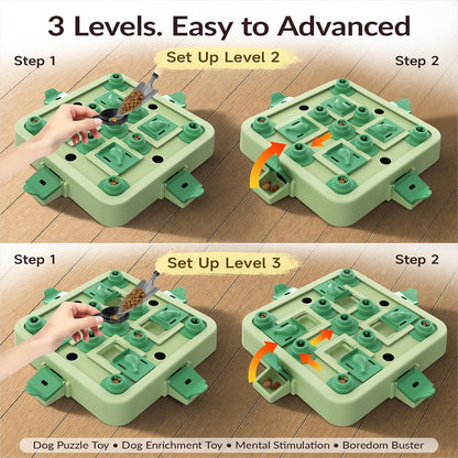 KADTC Dog Chess Puzzle Toy, 3-Levels, Mental Stimulation for Smart Dogs