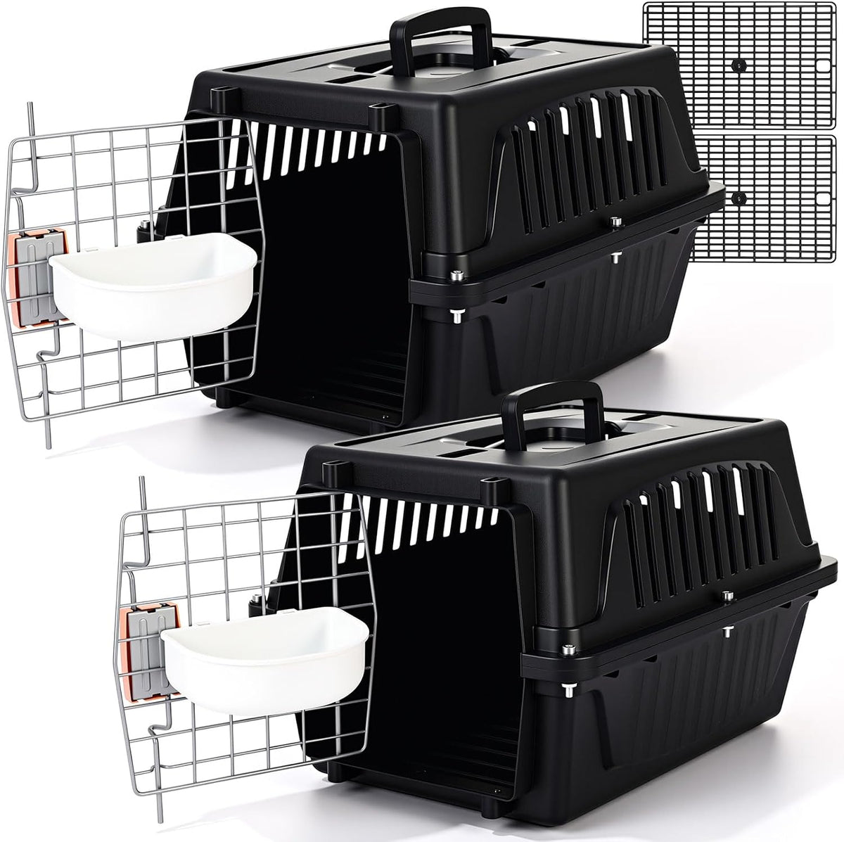 2 Set 18.9" Pet Carrier for Small Cats and Dogs, Hard Sided Plastic Cat Kennel for Pet with Front Door Security Lock Fully Breathable Travel Crate, up to 13 Lbs(Blue,18.9 x 12.6 x 11.8 Inch)