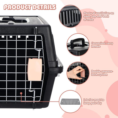 2 Set 18.9" Pet Carrier for Small Cats and Dogs, Hard Sided Plastic Cat Kennel for Pet with Front Door Security Lock Fully Breathable Travel Crate, up to 13 Lbs(Blue,18.9 x 12.6 x 11.8 Inch)