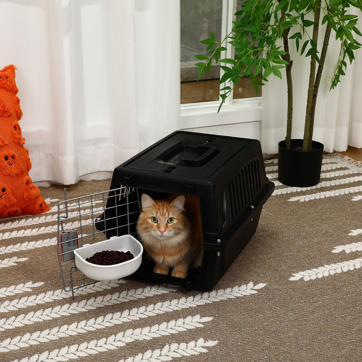 2 Set 18.9" Pet Carrier for Small Cats and Dogs, Hard Sided Plastic Cat Kennel for Pet with Front Door Security Lock Fully Breathable Travel Crate, up to 13 Lbs(Blue,18.9 x 12.6 x 11.8 Inch)