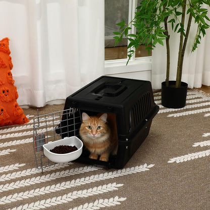 2 Set 18.9" Pet Carrier for Small Cats and Dogs, Hard Sided Plastic Cat Kennel for Pet with Front Door Security Lock Fully Breathable Travel Crate, up to 13 Lbs(Blue,18.9 x 12.6 x 11.8 Inch)