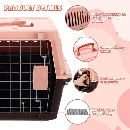 2 Set 18.9" Pet Carrier for Small Cats and Dogs, Hard Sided Plastic Cat Kennel for Pet with Front Door Security Lock Fully Breathable Travel Crate, up to 13 Lbs(Blue,18.9 x 12.6 x 11.8 Inch)