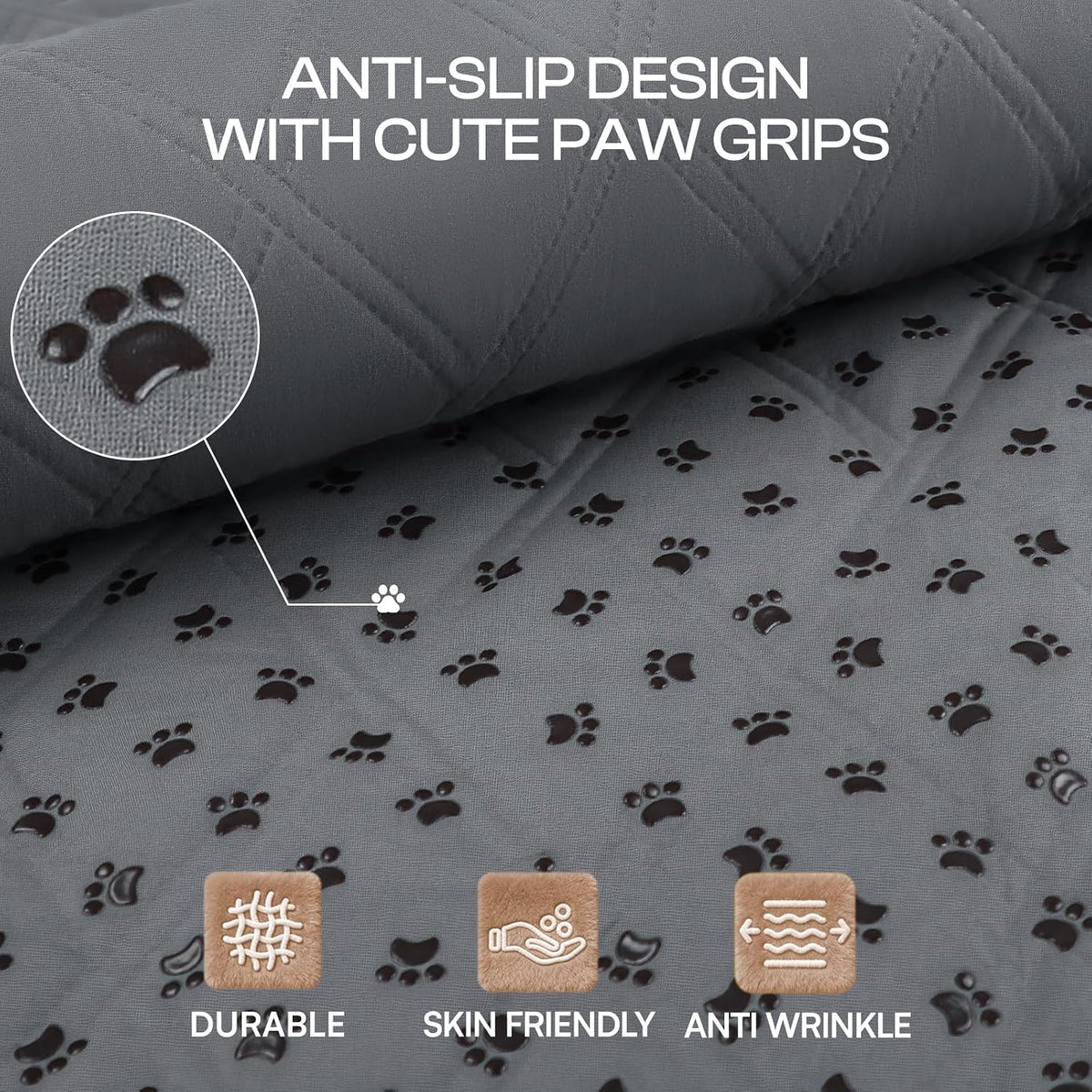 Waterproof Couch Cover for Dogs, Non-Slip Pet Sofa Protector | Non-slip waterproof couch cover scratch-resistant machine washable protects sofa bed, Grey, 30" x 70"