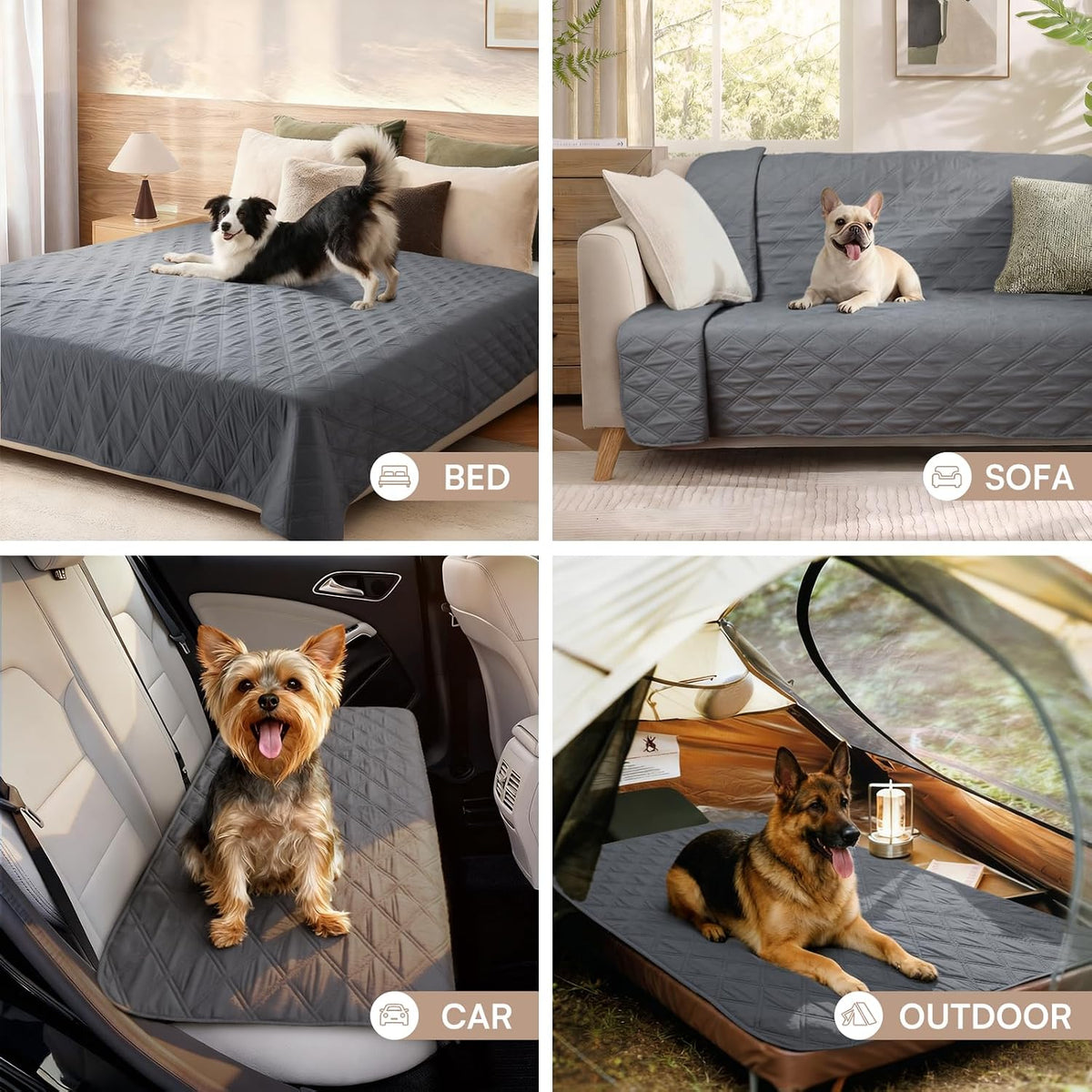 Waterproof Couch Cover for Dogs, Non-Slip Pet Sofa Protector | Non-slip waterproof couch cover scratch-resistant machine washable protects sofa bed, Grey, 30" x 70"