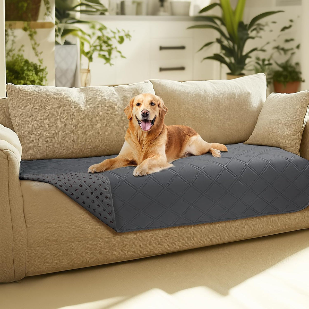 Waterproof Couch Cover for Dogs, Non-Slip Pet Sofa Protector | Non-slip waterproof couch cover scratch-resistant machine washable protects sofa bed, Grey, 30" x 70"