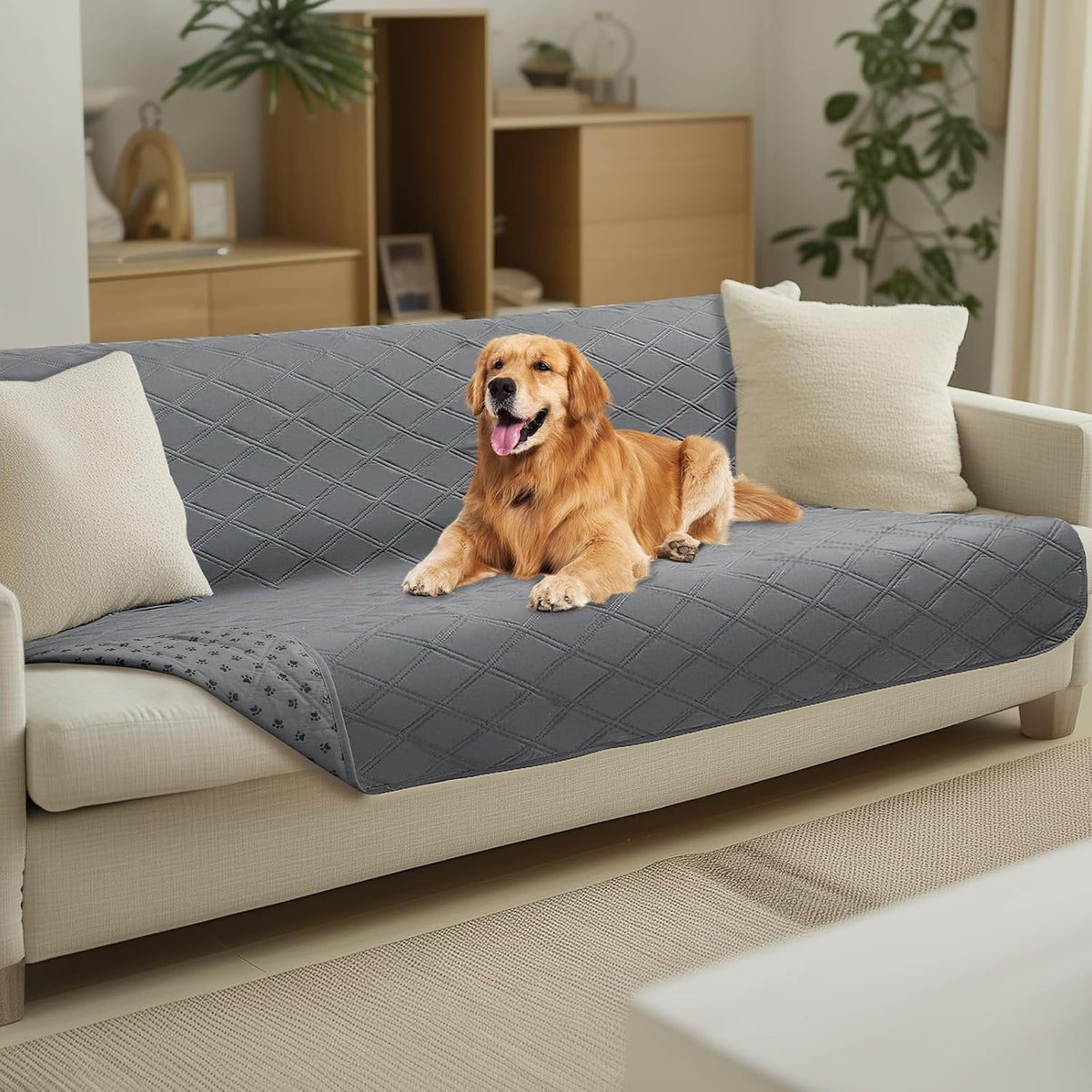Waterproof Couch Cover for Dogs, Non-Slip Pet Sofa Protector | Non-slip waterproof couch cover scratch-resistant machine washable protects sofa bed, Grey, 30" x 70"