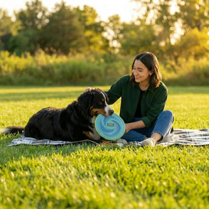 FlyFetch Disc Dog Toy, Aerodynamic for Fetch, Lightweight Foam & Durable Rubber, Floats in Water, All Breeds, 8.3"