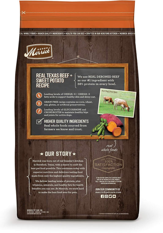 Grain Free Natural Beef Sweet Potoato Dry Adult Dog Food 4lb Bag