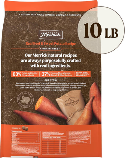 Grain Free Natural Beef Sweet Potoato Dry Adult Dog Food 4lb Bag