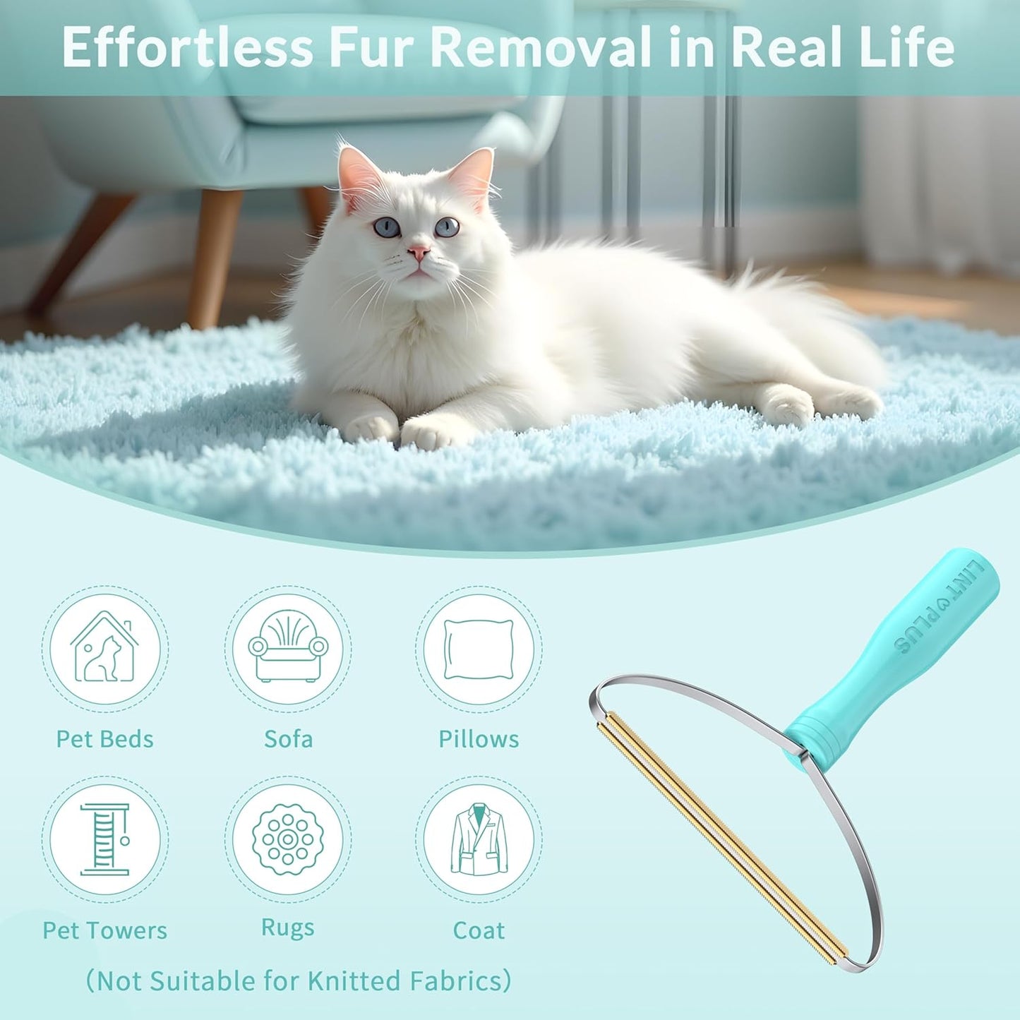 Flex MAX & Pro Pet Hair Remover Kit By LINTPLUS - Dog & Cat Hair Removal Tool for Furniture, Carpets, Rugs & Couches - Easy to Use, Reusable Carpet Scraper for Pet Hair