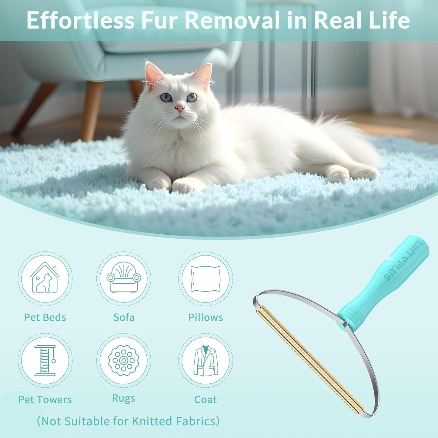 Flex MAX & Pro Pet Hair Remover Kit By LINTPLUS - Dog & Cat Hair Removal Tool for Furniture, Carpets, Rugs & Couches - Easy to Use, Reusable Carpet Scraper for Pet Hair