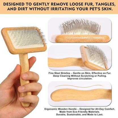 Slicker Brush for Dogs & Cats, Dog & Cat Brush for Shedding & Grooming | Deshedding Tool, Loose Fur Removal, Undercoat Removal, Gentle Coated Tips, Air-Cushion Pad, Long & Short Hair Pet, Detangling