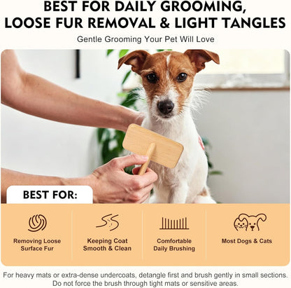 Slicker Brush for Dogs & Cats, Dog & Cat Brush for Shedding & Grooming | Deshedding Tool, Loose Fur Removal, Undercoat Removal, Gentle Coated Tips, Air-Cushion Pad, Long & Short Hair Pet, Detangling