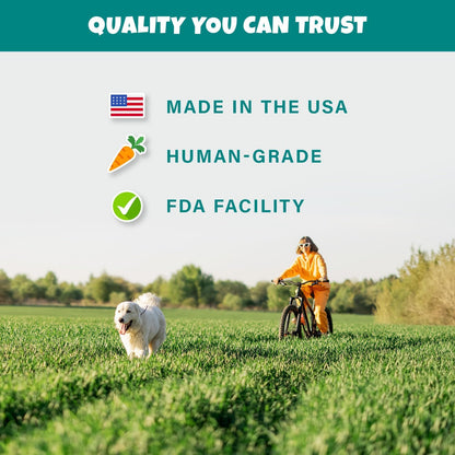 Apples+Carrots Plant-Based Fruit Dog Treats - Carrot and Apple Soft & Chewy - Healthy Vegetarian, Vegan Dog Treats with Organic Ingredients - Low-Protein, Hypoallergenic, Gluten-Free