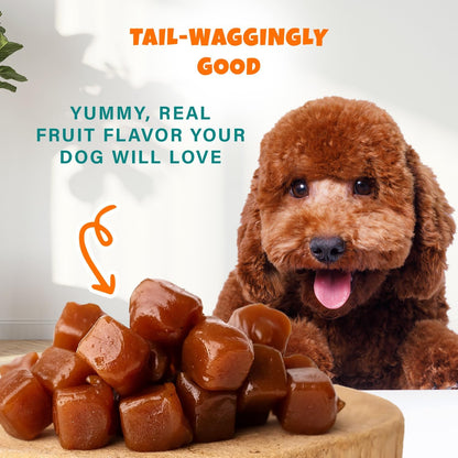 Apples+Carrots Plant-Based Fruit Dog Treats - Carrot and Apple Soft & Chewy - Healthy Vegetarian, Vegan Dog Treats with Organic Ingredients - Low-Protein, Hypoallergenic, Gluten-Free