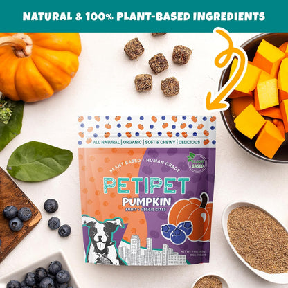 Apples+Carrots Plant-Based Fruit Dog Treats - Carrot and Apple Soft & Chewy - Healthy Vegetarian, Vegan Dog Treats with Organic Ingredients - Low-Protein, Hypoallergenic, Gluten-Free
