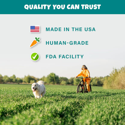 Apples+Carrots Plant-Based Fruit Dog Treats - Carrot and Apple Soft & Chewy - Healthy Vegetarian, Vegan Dog Treats with Organic Ingredients - Low-Protein, Hypoallergenic, Gluten-Free
