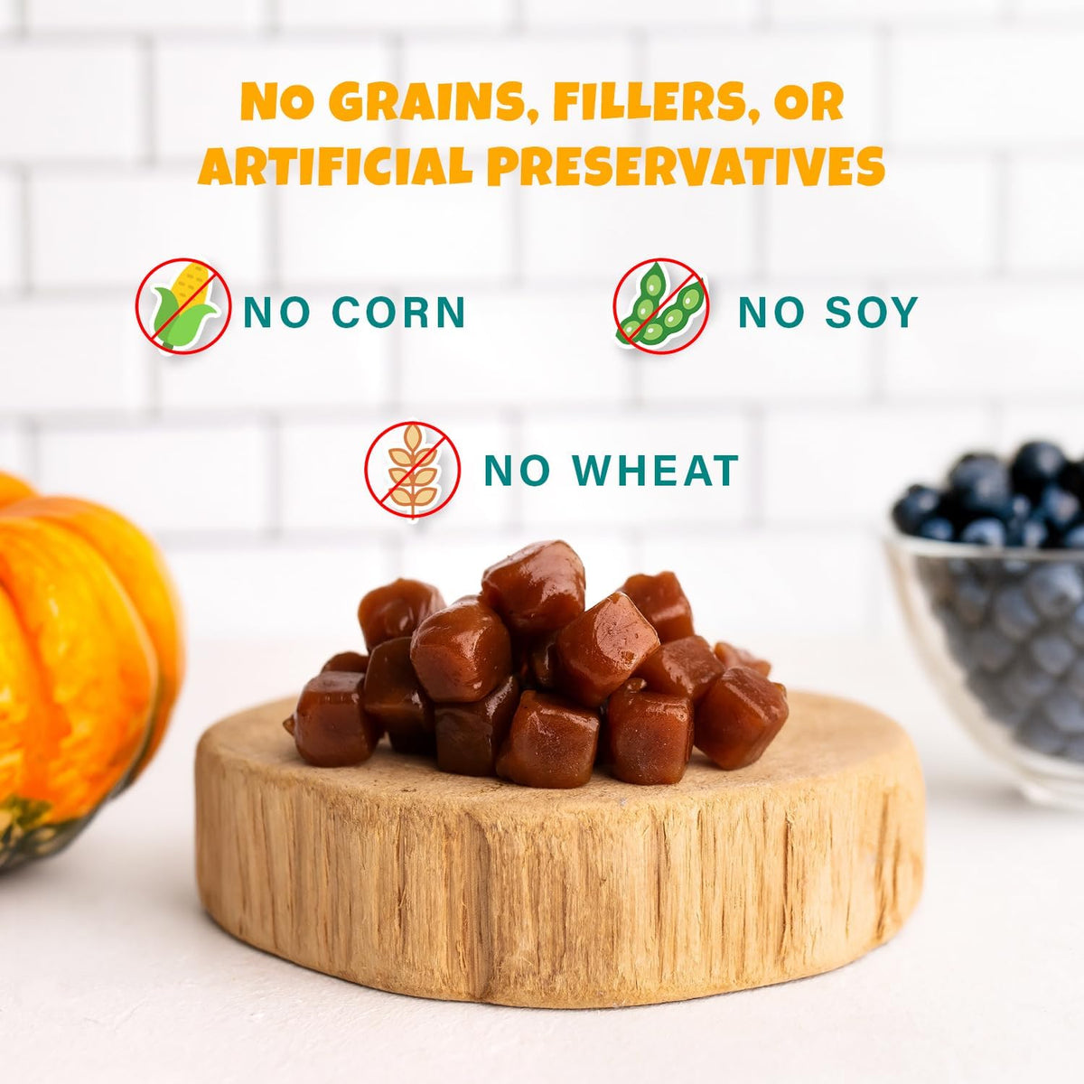Apples+Carrots Plant-Based Fruit Dog Treats - Carrot and Apple Soft & Chewy - Healthy Vegetarian, Vegan Dog Treats with Organic Ingredients - Low-Protein, Hypoallergenic, Gluten-Free