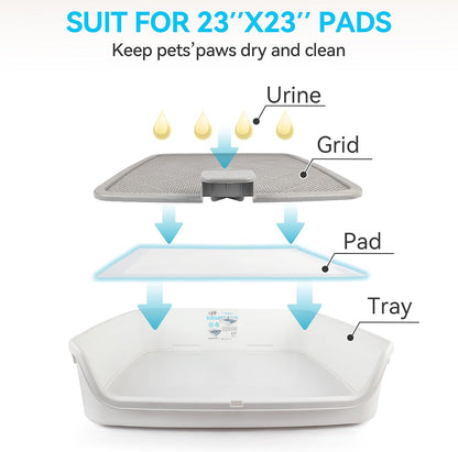 ALL FOR PAWS Pee Pad Holder, XL Dog Litter Box, Puppy Pads Holder, Puppy Potty Tray for Small/Medium Dog Potty Training, 25" x 25"