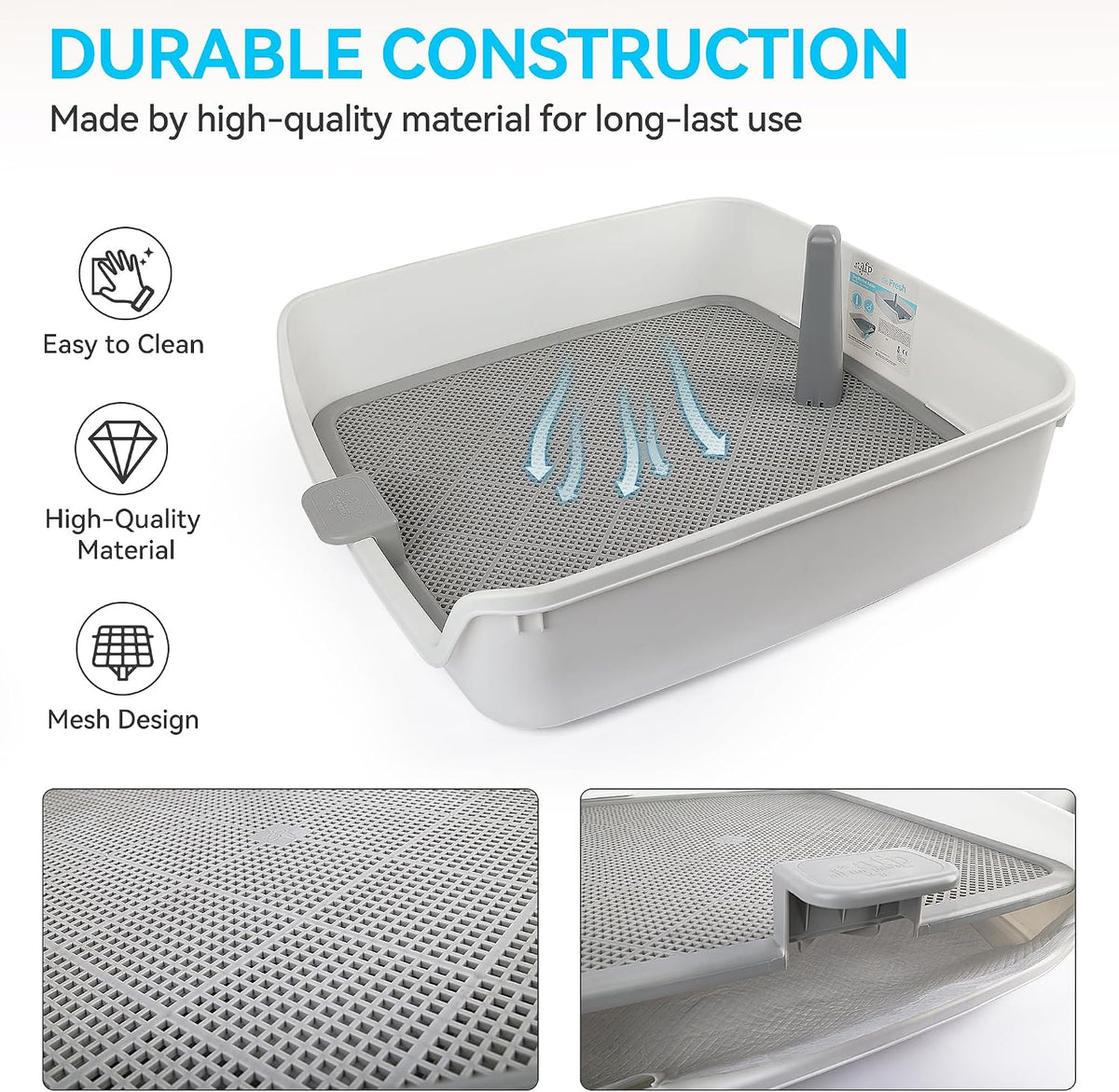ALL FOR PAWS Pee Pad Holder, XL Dog Litter Box, Puppy Pads Holder, Puppy Potty Tray for Small/Medium Dog Potty Training, 25" x 25"
