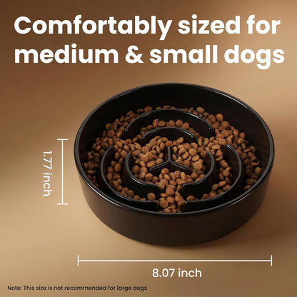 Ceramic Slow Feeder Dog Bowls 1.6 Cups for Medium & Small Fast Eaters,White