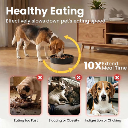 Ceramic Slow Feeder Dog Bowls 1.6 Cups for Medium & Small Fast Eaters,White