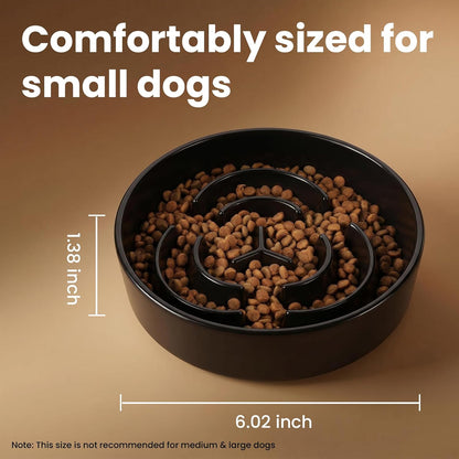 Ceramic Slow Feeder Dog Bowls 1.6 Cups for Medium & Small Fast Eaters,White