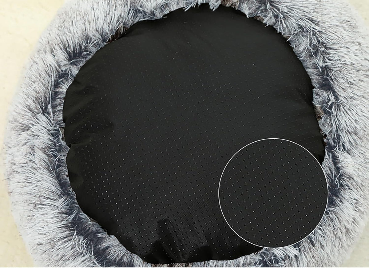 Dog Cave Bed for Small Dogs Cats Pets, Anti Anxiety Calming Plush Dog Beds, Fluffy Covered Hooded Cozy Burrow Puppy Beds, Anti-Slip Bottom Washable Pet Sleeping Bag (20" D, Grey)