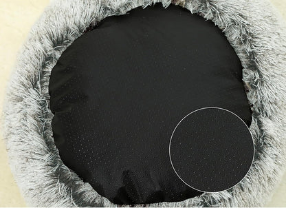 Dog Cave Bed for Small Dogs Cats Pets, Anti Anxiety Calming Plush Dog Beds, Fluffy Covered Hooded Cozy Burrow Puppy Beds, Anti-Slip Bottom Washable Pet Sleeping Bag (20" D, Grey)