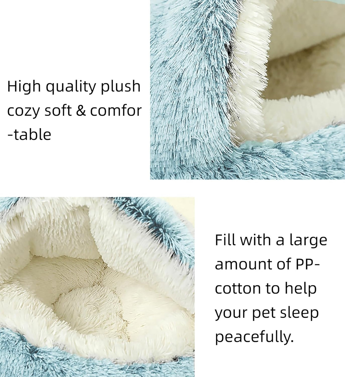 Dog Cave Bed for Small Dogs Cats Pets, Anti Anxiety Calming Plush Dog Beds, Fluffy Covered Hooded Cozy Burrow Puppy Beds, Anti-Slip Bottom Washable Pet Sleeping Bag (20" D, Grey)