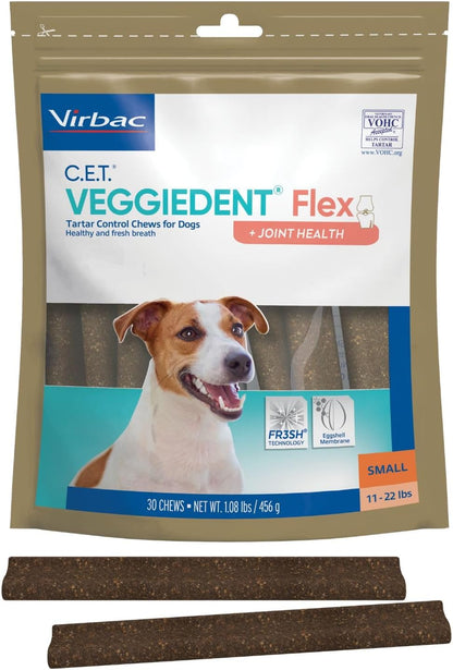 C.E.T. Veggiedent Fr3sh & Flex Plaque and Tartar Control Chew for Dogs, S