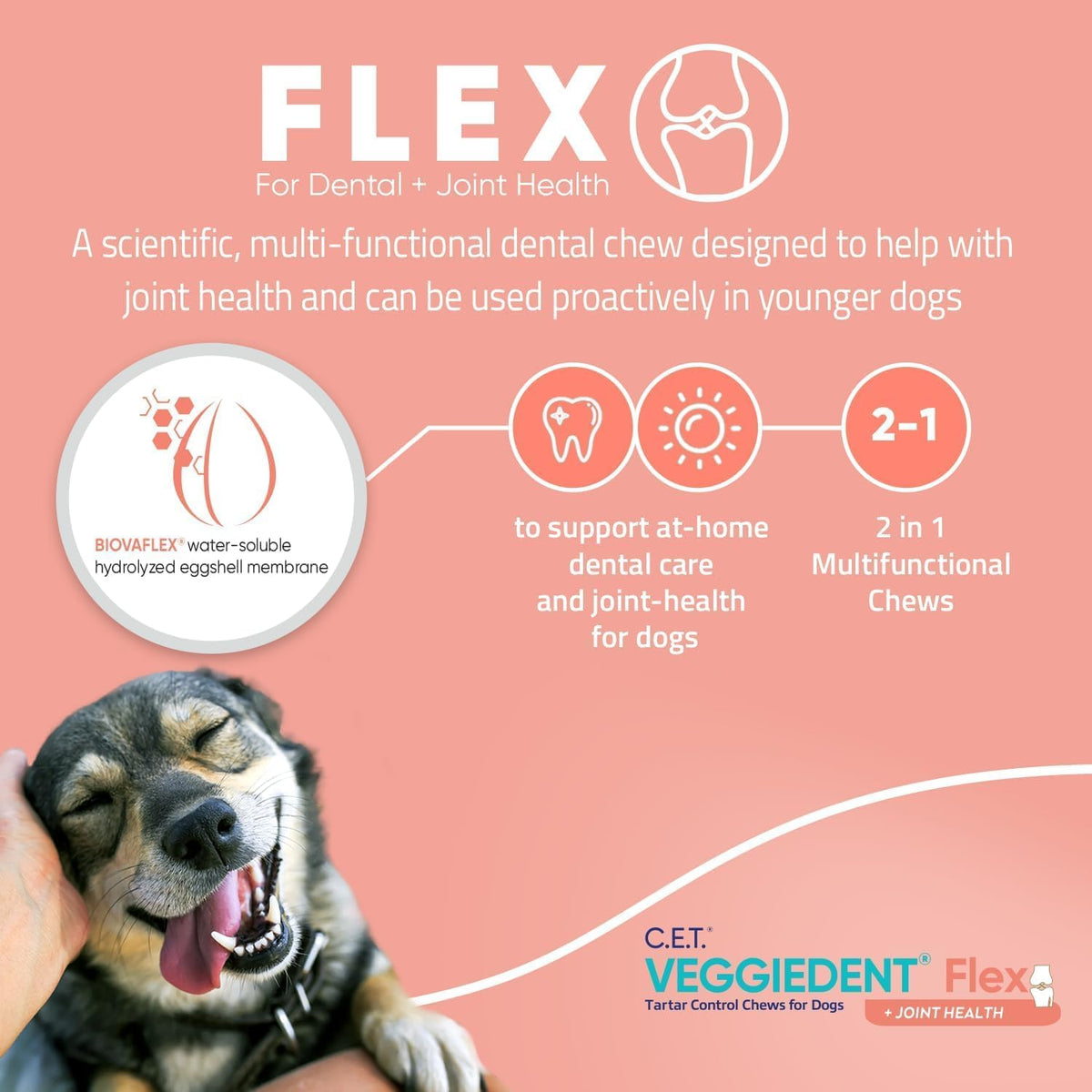 C.E.T. Veggiedent Fr3sh & Flex Plaque and Tartar Control Chew for Dogs, S