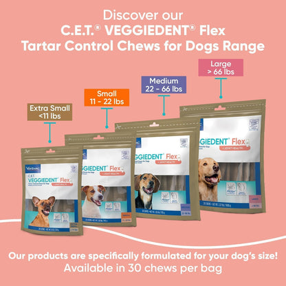 C.E.T. Veggiedent Fr3sh & Flex Plaque and Tartar Control Chew for Dogs, S
