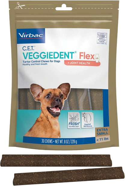 C.E.T. Veggiedent Fr3sh & Flex Plaque and Tartar Control Chew for Dogs, S