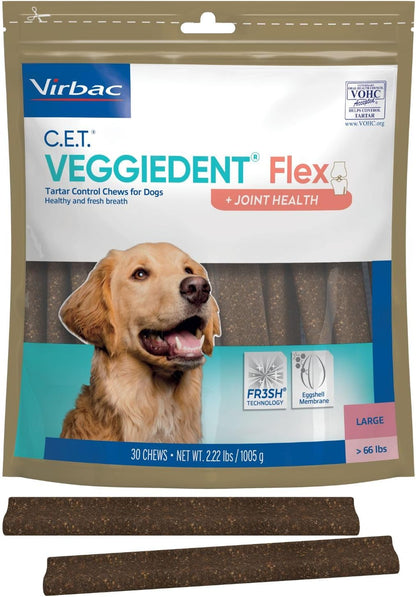C.E.T. Veggiedent Fr3sh & Flex Plaque and Tartar Control Chew for Dogs, S