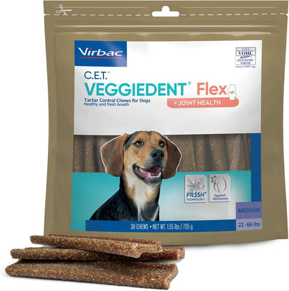 C.E.T. Veggiedent Fr3sh & Flex Plaque and Tartar Control Chew for Dogs, S