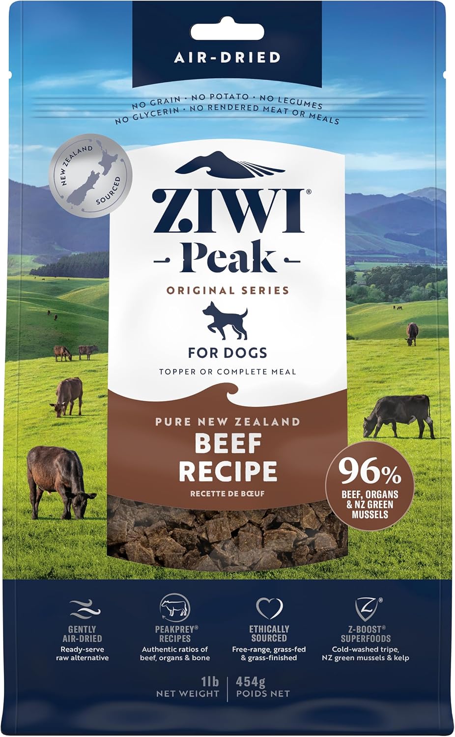 Peak Air-Dried Dog Food – Beef - All Natural, High Protein, Grain Free, Limited Ingredient w/ Superfoods (16oz)